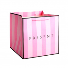 Пакет квадратный "Present" (Полоски) XL