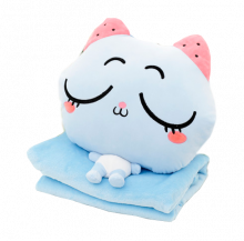 Плед подушка котенок (голубой) 