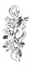 Временная татуировка №230 "Змея в цветке"
