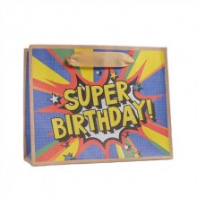 Пакет крафтовый горизонтальный "Super birthday" S