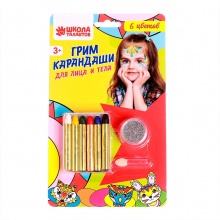 Грим карандаши с аппликатором для лица и тела, 6 цветов