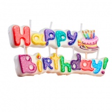 Свеча для торта на шпажках "Happy Birthday"
