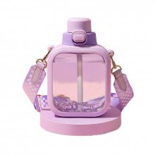 Бутылка для воды "Квадрат" (с ремешком) фиолетовая