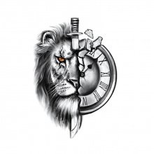 Временная татуировка №228 "Кинжал между львом и временем"