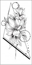 Временная татуировка на тело №150 "Цветок в треугольнике"