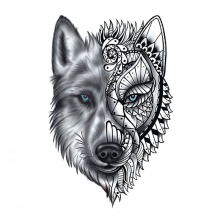 Временная татуировка на тело №206 "Волк"