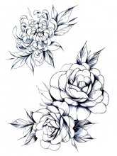 Временная татуировка на тело №198 "Два цветка"