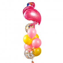 Фонтан из шаров "Фламинго" (с конфетти, латекс, фольга,10 шт.)