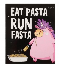 Тетрадь 48 листов в клетку "Единорог" (Eat Pasta Run Fasta)