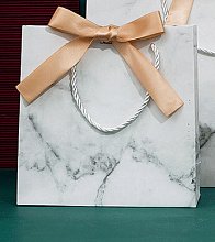 Пакет подарочный "Мрамор" белый L