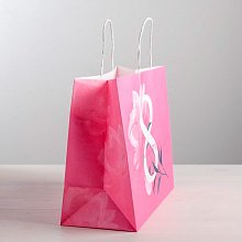 Пакет подарочный крафт "8 Марта, розовый" (большой)