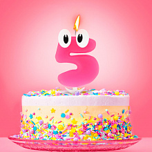 Свеча в торт цифра 5 "С днем рождения" (малышка)