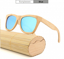 Деревянные очки "Цвет линз - синий"