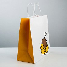 Пакет подарочный крафтовый "Котик" (большой)