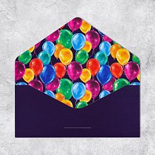 Конверт подарочный "С Днем Рождения" шарики (фиолетовый) софт тач