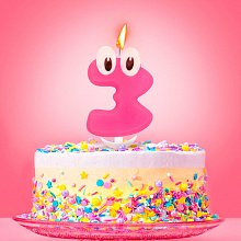 Свеча в торт цифра 3 "С днем рождения" (малышка)