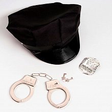 Карнавальный набор "Секс-полиция" (шапка, наручники, брошь)