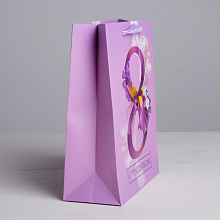 Пакет ламинированный  "С Праздником, 8 марта! Фиолетовый" (маленький)
