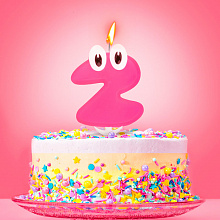 Свеча в торт цифра 2 "С днем рождения" (малышка)