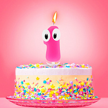 Свеча в торт цифра 1 "С днем рождения" (малышка)