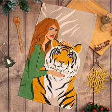 Полотенце "Новый год: Girl and tige"