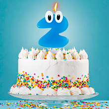 Свеча в торт цифра 2 "С днем рождения, малыш"