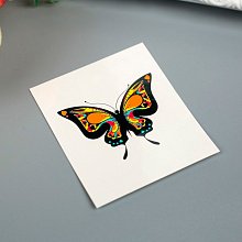 Временная татуировка на тело №19 "Бабочка с цветным узором"