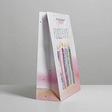 Пакет ламинированный "С Днём Рождения" (разноцветные свечки) ML