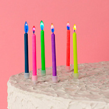 Свечи в торт "Цветное пламя" (набор 6 шт)