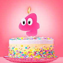 Свеча в торт цифра 4 "С днем рождения" (малышка)