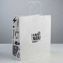 Пакет подарочный крафт "Hard man" (большой)